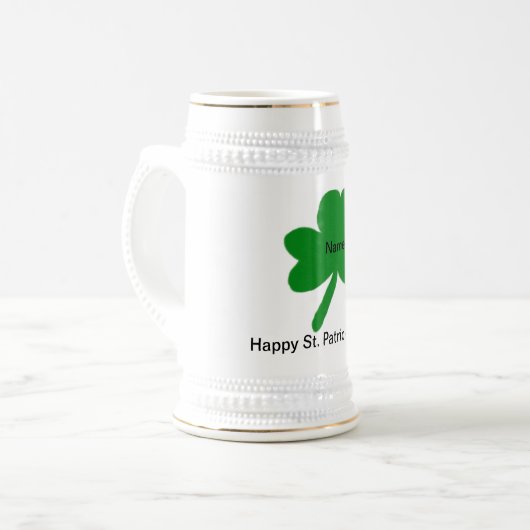 Happy St. Patrick's Day past Jouw naam Stein aan Bierpul (Voorkant links)