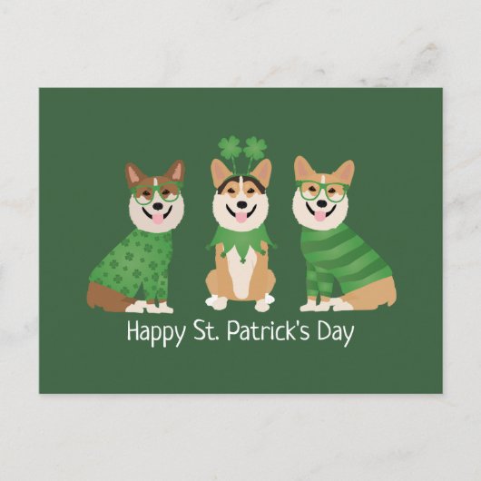 Happy St Patricks Day Pembroke Welsh Corgi Dogs Briefkaart (Voorkant)