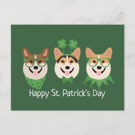 Happy St Patricks Day Pembroke Welsh Corgi Dogs Briefkaart