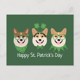 Happy St Patricks Day Pembroke Welsh Corgi Dogs Briefkaart
