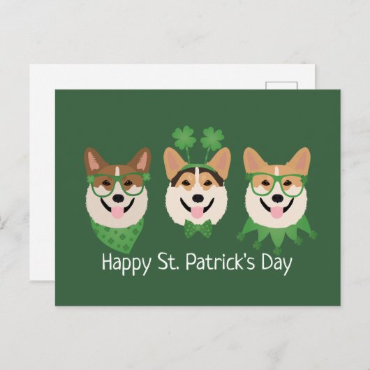 Happy St Patricks Day Pembroke Welsh Corgi Dogs Briefkaart (Voorkant / Achterkant)