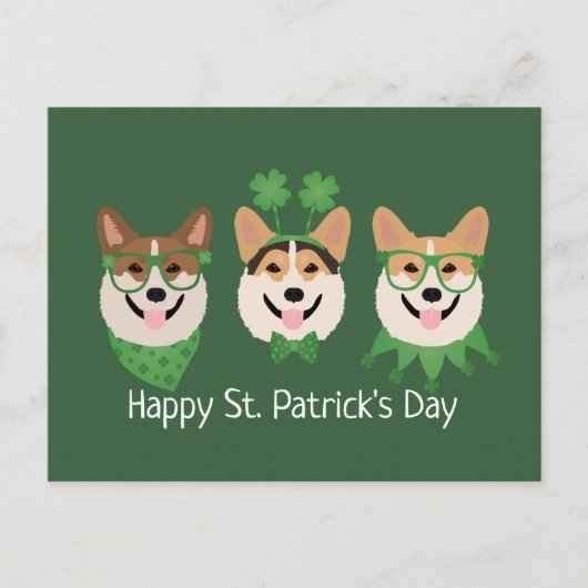 Happy St Patricks Day Pembroke Welsh Corgi Dogs Briefkaart (Voorkant)