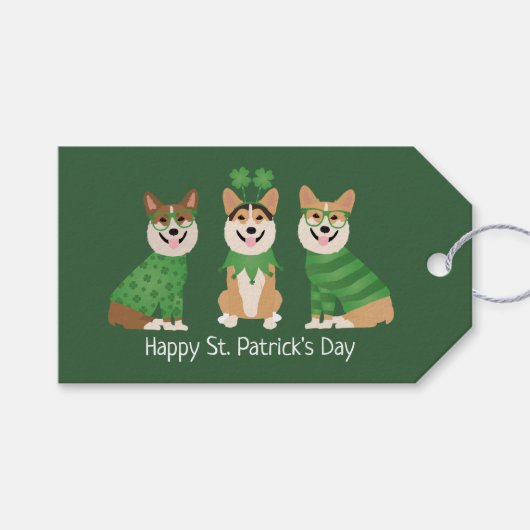 Happy St Patricks Day Pembroke Welsh Corgi Dogs Cadeaulabel (Voorkant (Horizontaal))