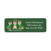 Happy St Patricks Day Pembroke Welsh Corgi Dogs Etiket (Voorkant)