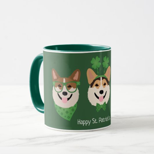 Happy St Patricks Day Pembroke Welsh Corgi Dogs Mok (Voorkant links)