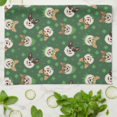 Happy St Patricks Day Pembroke Welsh Corgi Dogs Theedoek (Gevouwen)