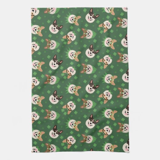 Happy St Patricks Day Pembroke Welsh Corgi Dogs Theedoek (Verticaal)