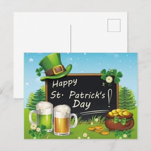 Happy St. Patrick's Day pet briefkaart (Voorkant / Achterkant)