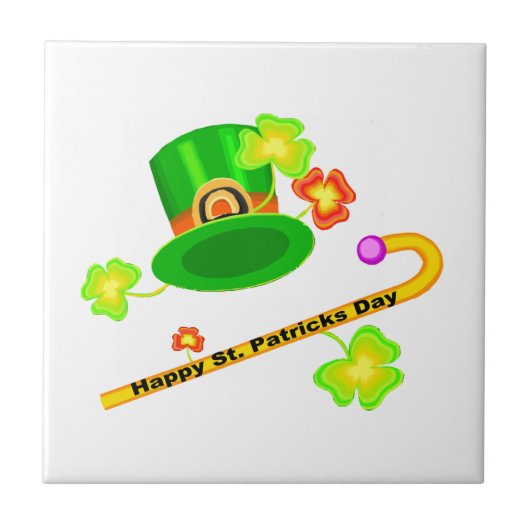 Happy St. Patrick's Day Pet & Cane Collage Tegeltje (Voorkant)