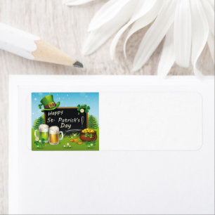 Happy St. Patrick's Day pet return address label
