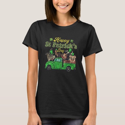 Happy St Patrick's Day Pig Heifer Chicken Animals T-shirt (Voorkant)