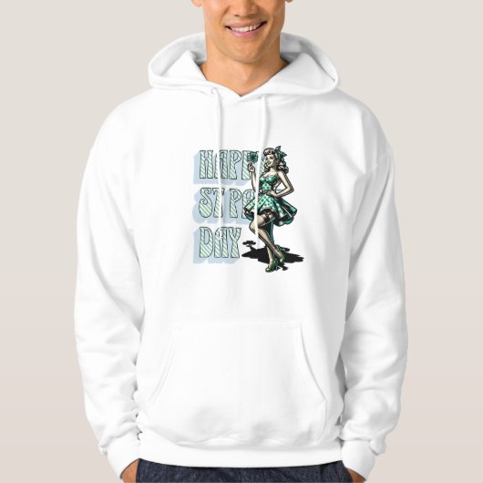 Happy St Patrick's Day Pinup Meisje met Shamrock Hoodie (Voorkant)