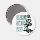 Happy St Patrick's Day Pinup Meisje met Shamrock Magneet (Voorkant / Achterkant)