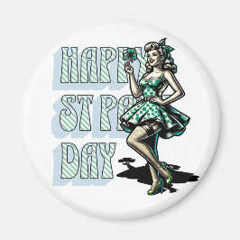 Happy St Patrick's Day Pinup Meisje met Shamrock Magneet