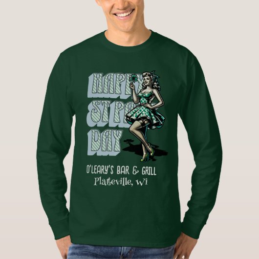 Happy St Patrick's Day Pinup Meisje met Shamrock T-shirt (Voorkant)