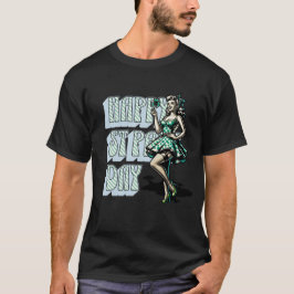 Happy St Patrick's Day Pinup Meisje met Shamrock T-shirt