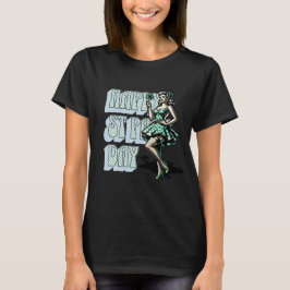 Happy St Patrick's Day Pinup Meisje met Shamrock T-shirt