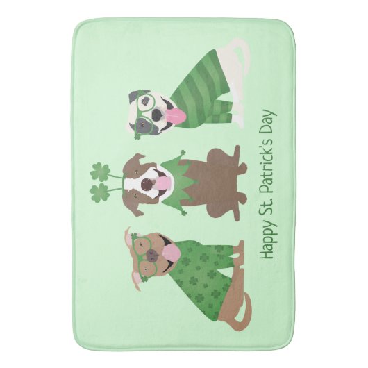 Happy St Patricks Day Pit Bull Dogs Badmat (Voorkant Verticaal)