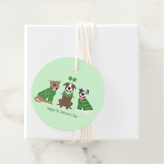 Happy St Patricks Day Pit Bull Dogs Bedankjes Labels (In situ)