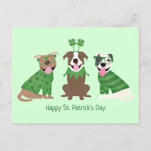 Happy St Patricks Day Pit Bull Dogs Briefkaart