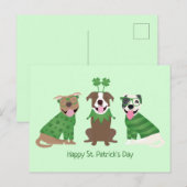 Happy St Patricks Day Pit Bull Dogs Briefkaart (Voorkant / Achterkant)