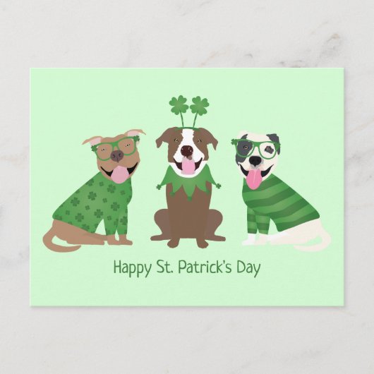 Happy St Patricks Day Pit Bull Dogs Briefkaart (Voorkant)