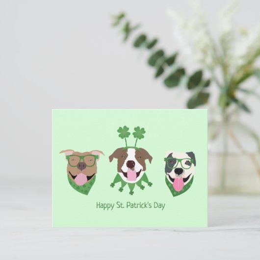 Happy St Patricks Day Pit Bull Dogs Briefkaart (Staand voorkant)