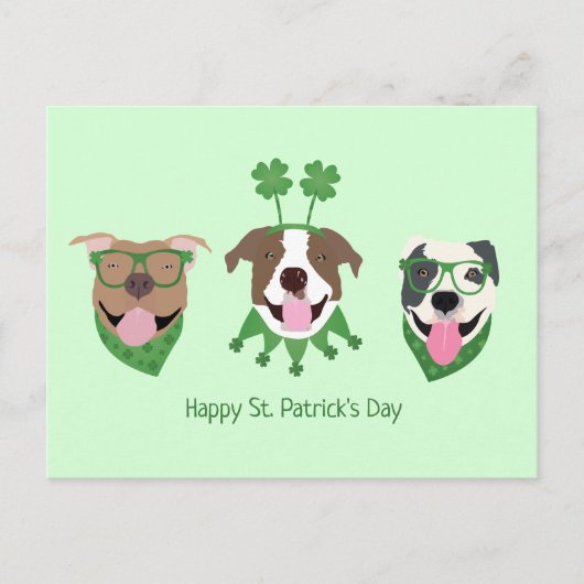 Happy St Patricks Day Pit Bull Dogs Briefkaart (Voorkant)