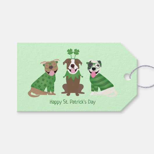 Happy St Patricks Day Pit Bull Dogs Cadeaulabel (Voorkant (Horizontaal))