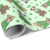 Happy St Patricks Day Pit Bull Dogs Cadeaupapier (Rol Hoek)