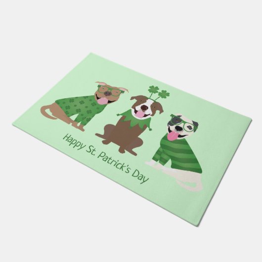 Happy St Patricks Day Pit Bull Dogs Deurmat (Schuin)