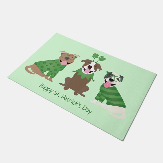Happy St Patricks Day Pit Bull Dogs Deurmat (Schuin)
