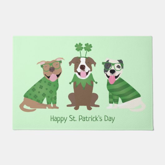 Happy St Patricks Day Pit Bull Dogs Deurmat (Voorkant)