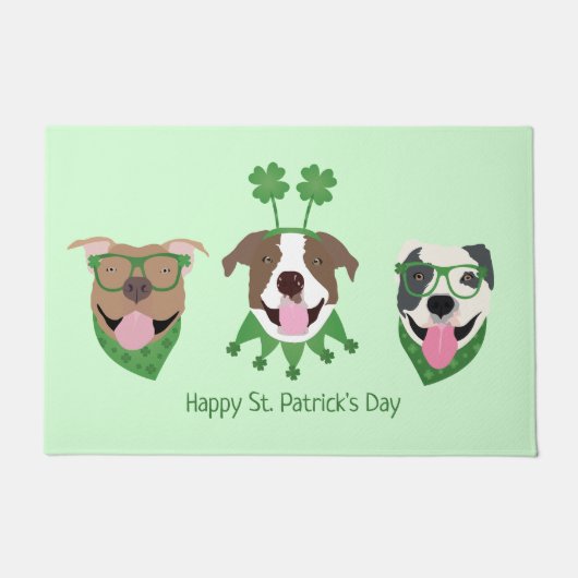 Happy St Patricks Day Pit Bull Dogs Deurmat (Voorkant)
