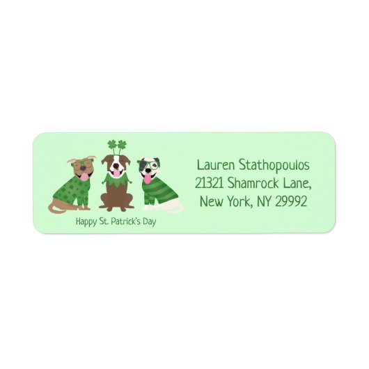 Happy St Patricks Day Pit Bull Dogs Etiket (Voorkant)