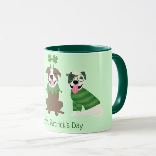 Happy St Patricks Day Pit Bull Dogs Mok (Voorkant rechts)