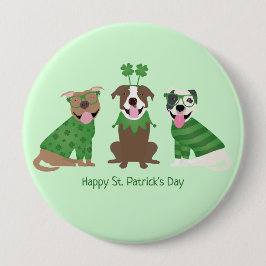 Happy St Patricks Day Pit Bull Dogs Ronde Button 4,0 Cm