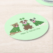 Happy St Patricks Day Pit Bull Dogs Ronde Kartonnen Onderzetter (Gebogen)