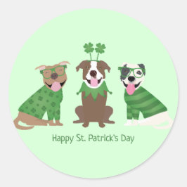 Happy St Patricks Day Pit Bull Dogs Ronde Sticker