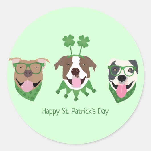 Happy St Patricks Day Pit Bull Dogs Ronde Sticker (Voorkant)