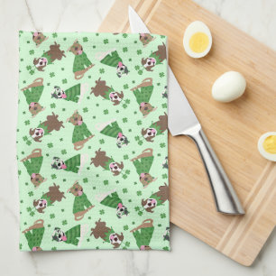 Happy St Patricks Day Pit Bull Dogs Theedoek