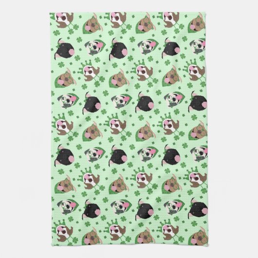 Happy St Patricks Day Pit Bull Dogs Theedoek (Verticaal)