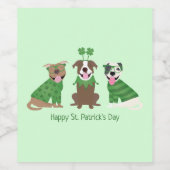 Happy St Patricks Day Pit Bull Dogs Wijn Etiket (Enkel label)