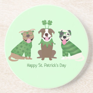 Happy St Patricks Day Pit Bull Dogs Zandsteen Onderzetter