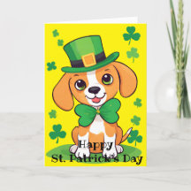 Happy St. Patrick's Day Playful Puppy Holiday Kaar