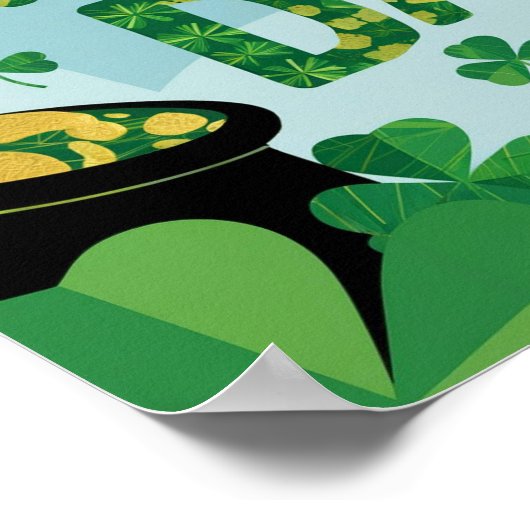 Happy St. Patrick's Day Poster Shamrocks Gold (Hoek)