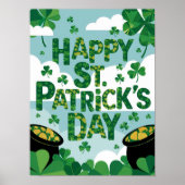 Happy St. Patrick's Day Poster Shamrocks Gold (Voorkant)