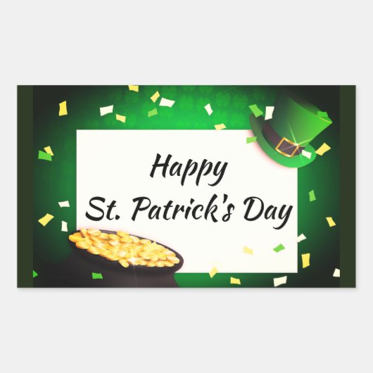 Happy St Patrick's Day Pot of Gold Green Luck Rechthoekige Sticker (Voorkant)