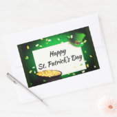 Happy St Patrick's Day Pot of Gold Green Luck Rechthoekige Sticker (Envelop)
