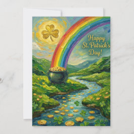 Happy St. Patrick's Day Pot of Gold Rainbow Feestdagenkaart